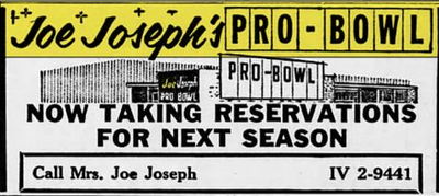 Pro-Bowl (Joe Josephs Pro-Bowl) - Apr 19 1964 Ad